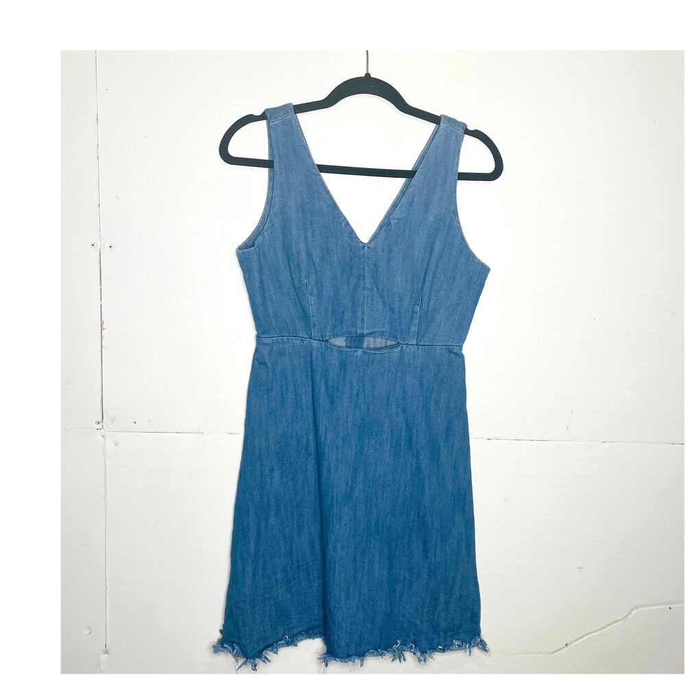 Vintage Y2k Design Lab Denim Dress With Cutout and Raw Hem Woman's Medium